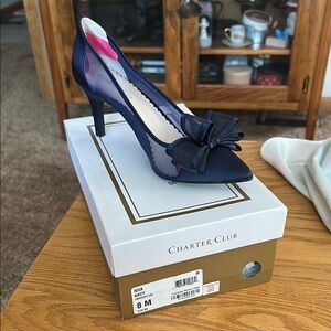 Charter Club Blue Suede Heels Elegant Stiletto